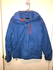 Lands End Womens SZ Medium Insulated Full Zip Jacket w/ Hood Zip Pockets EUC