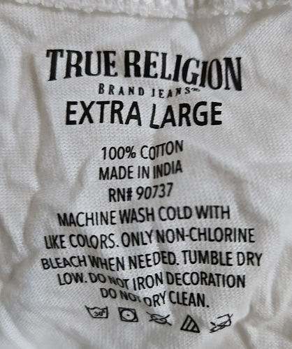 True Religion White Tshirt black logo Men's Size XL - Picture 9 of 9