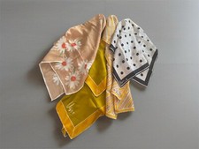 Vera Neumann Scarf Lot 4 GGold Piece Collection Flower Polka Dot Silk 70s 60s