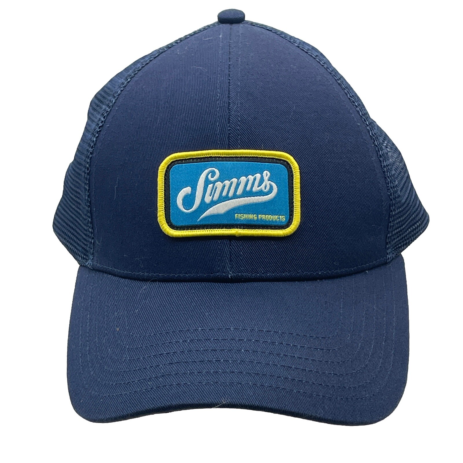Simms Fishing Products Snap Back Trucker Hat Cap Mens Adjustable Blue Outdoor