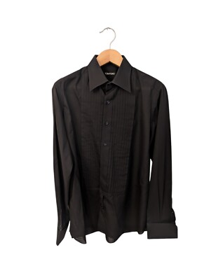 Tom Ford Herrenhemd schwarz Plissee vorne
