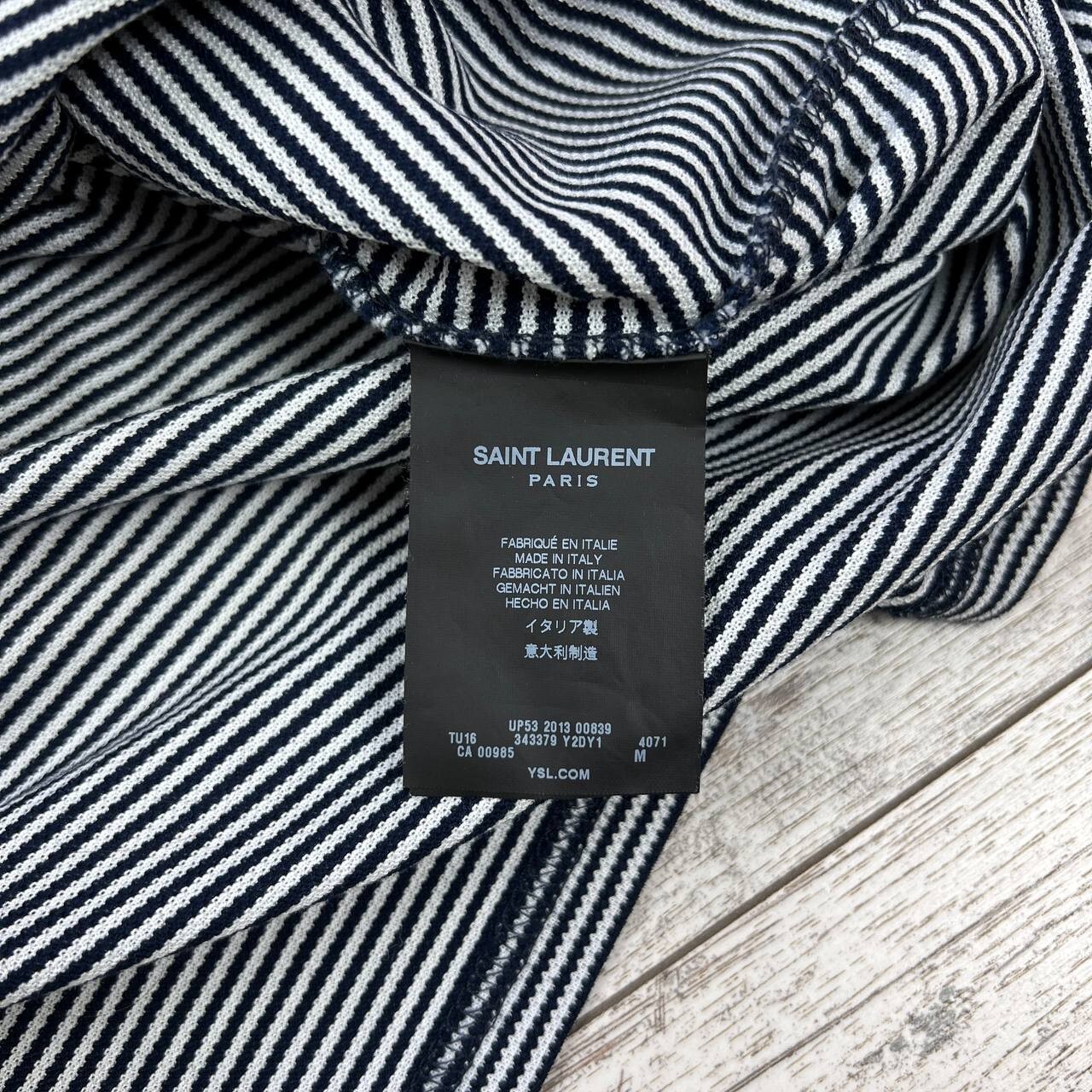 Polo classica Saint Laurent nera e avorio a righe skinny