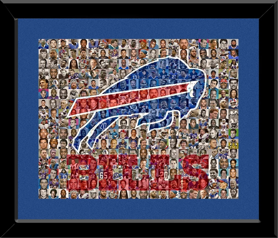Póster de mosaico de los Buffalo Bills con impresión artística de regalo de fanáticos de la NFL de 100+ jugadores legendarios Foto 4 de 4