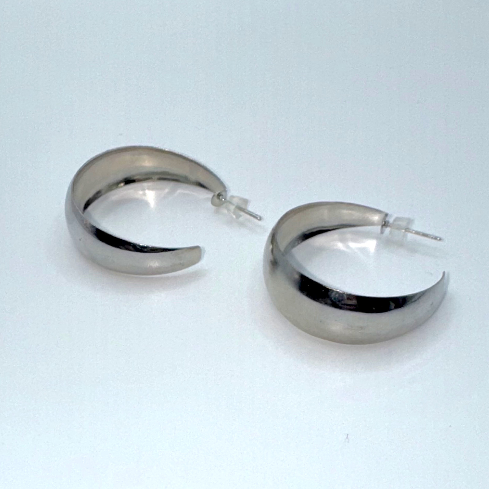 ✨🎁 Silver Statement Hoop Earrings – Bold Polishe… - image 3