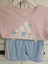 Girls Kids Youth Adidas Shirt Shorts Set NEW Pink 2 pc Size 4