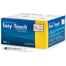 Easy Touch U-100 Insulin, No Safety, Thin Wall, 31G x ⁵⁄₁₆" (1 mL) - Box of 100