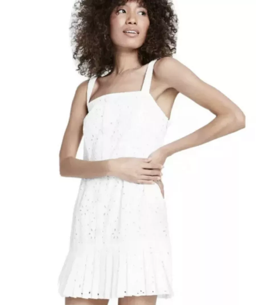 Alexis for Target White Eyelet Sleeveless Pleated Dress Cotton Sz 4X NEW