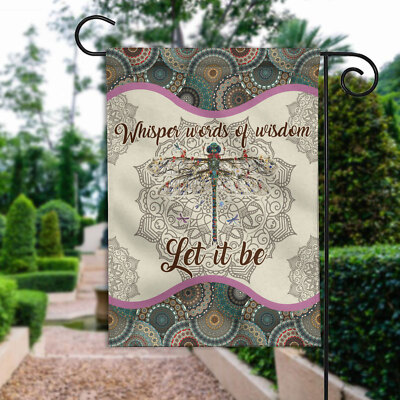 Hippie Dragonfly Whisper Words Of Wisdom Let It Be Flag, Mandala Dragonfly Flag