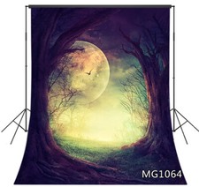 Halloween Design Spooky Tree Full Moon Backdrop 5x7ft Vinyl Photo Background LB