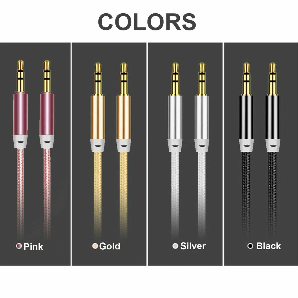 Aux Cable Audio Lead 3.5mm Jack to Jack Stereo Male for Car PC Phone 1m to 5m - Image 2 of 2