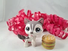 Littlest Pet Shop Brown and Cream Husky Dog #240 Blue Heart Eyes Gen  7 G7