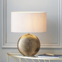 Bronze Ceramic Table Lamp with Dot Textured Shade Bedside Living Room Side Light