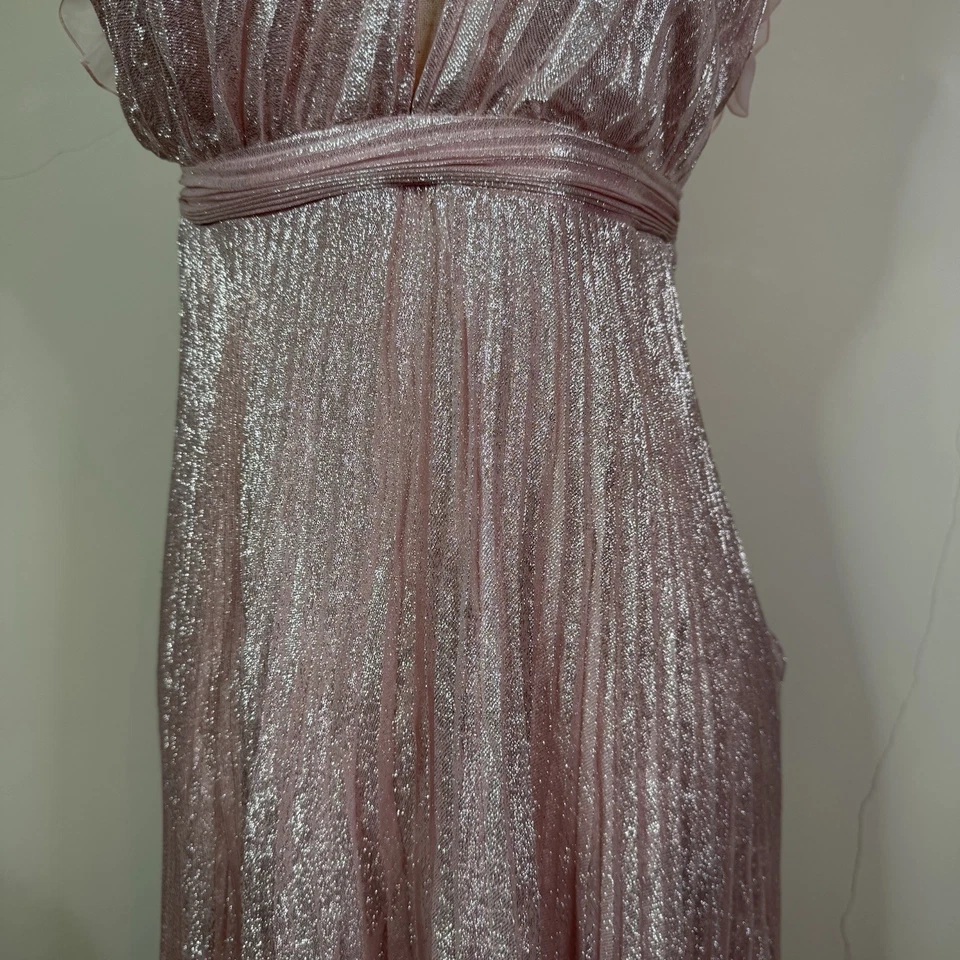 Vestido Giambattista Valli Midi Talla 42 Plisado Seda Babydoll Princesa Romántico Foto 3 de 4