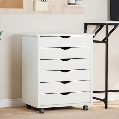 Rollschrank Schubladen MOSS Rollcontainer Aktenschrank Massivholz Kiefer vidaXL