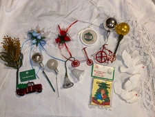 16 Vintage Assortment of Plastic, Metal and Mercury Christmas Ornaments Lot