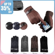 Men's Winter Warm Suede Leather Fleece Lined Thermal Touch Screen Driving Gloves