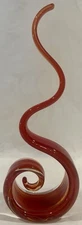 Murano Style Swirl Glass Dancing Red Orange Fire Flame Sculpture -16.5”