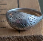 Vtg Sterling Silver Dainty Etched Dome Ring Sz 8.5 Floral Statement Minimalism