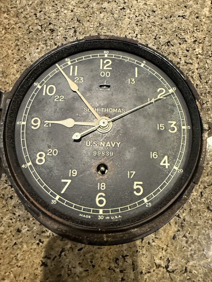 Seth Thomas WW2 Era Deck Clock Vintage Bakelite US Navy Working Seth Thomas WW2 Era Deck Clock Vintage Bakelite US Navy Working