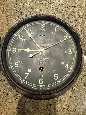 Seth Thomas WW2 Era Deck Clock Vintage Bakelite US Navy Working