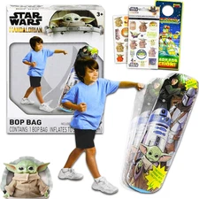 Mandalorian Bop Bag for Kids - Star Wars Toy Bundle with Baby Yoda Punching Bag 