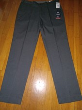 Chaps Dress Pant/ Slacks Charcoal Flat Front 36x32 New Regular Fit Performance