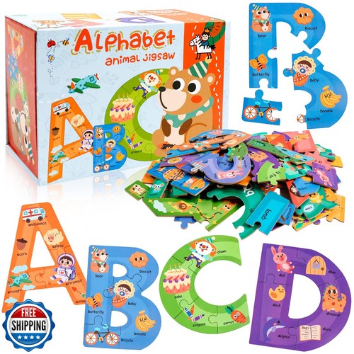 NAODONGLI Wooden Alphabet Puzzles for Toddlers Ages 3+,Montessori Preschool L
