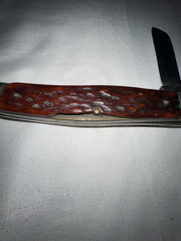Navaja de Bolsillo Plegable Vintage Camillus 3 Hojas Nueva York, EE. UU. MANGO DAÑADO Foto 4 de 4
