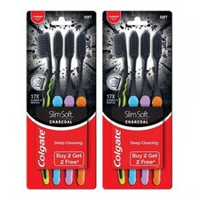 8 Pcs Colgate Slim Soft Charcoal Toothbrush 17x Slimmer Soft Tip Bristles