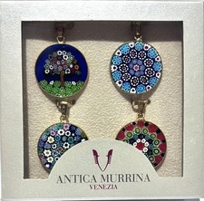 4 x Gold Plated Antica Murrina Venezia Murano Glass Millefirori Pendants AMV