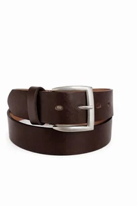 Mens Genuine Leather Casual Brown Belt With Screw On Removeable Buckle