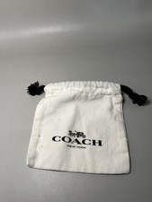 Coach New York Drawstring Dust Bag Pouch Small White Black Jewelry Accessory