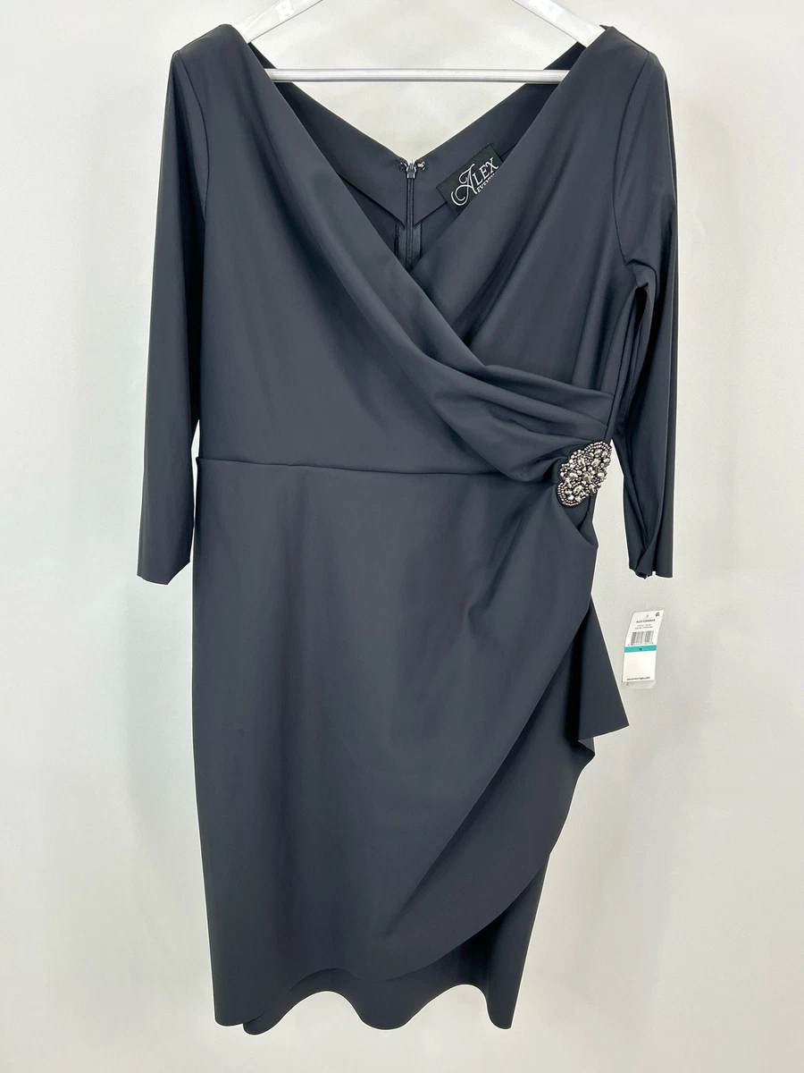 alex evenings 3 4 sleeve belted sheath dress Alex Evenings 8160532 - Long 96% Polyester, 4% Spandex Sheath Dress