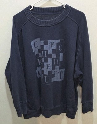 Aerie Checked Out Graphic Pullover Oversized Slouchy Sweatshirt Blue Women's L