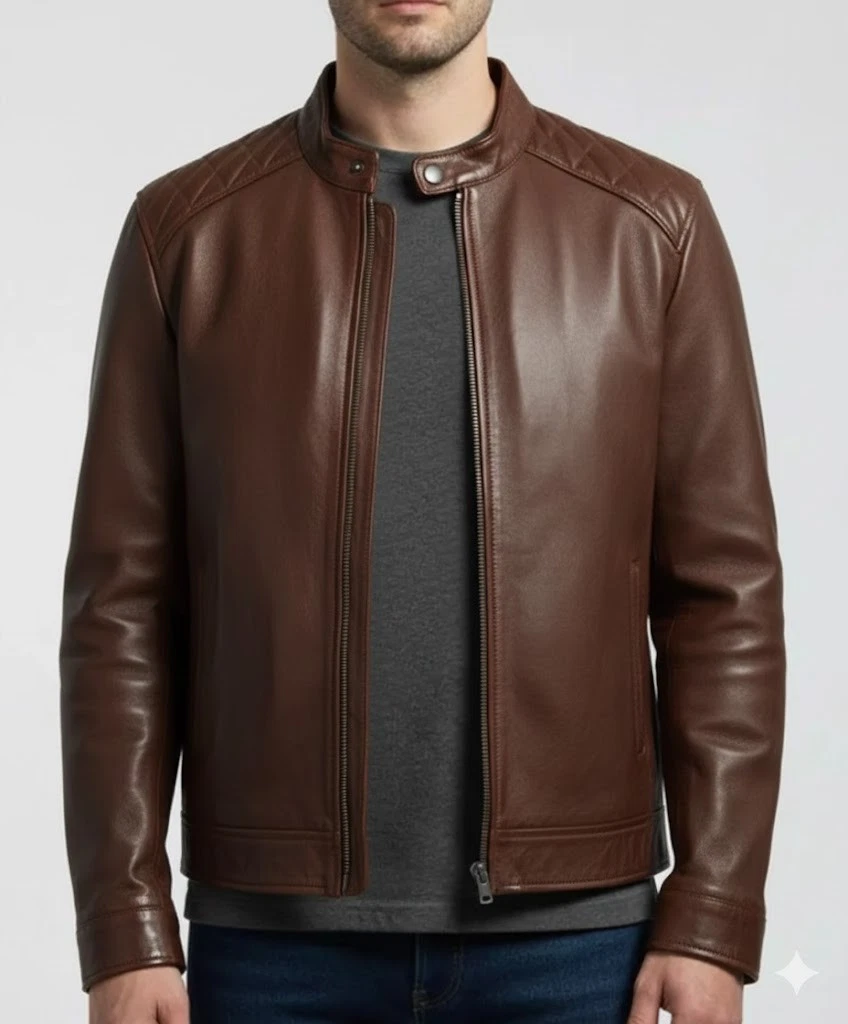 Full Grain Cowhide Leather Jacket: Brown Oxidized Hardware Full Grain Jacket
