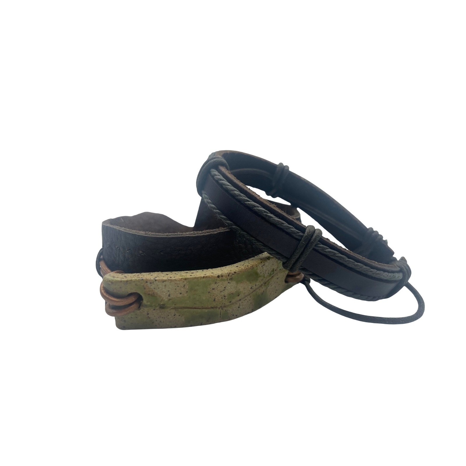 2 bracelets Leather Bracelets Adjustable Band Boh… - image 1