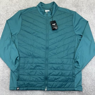 WAGGLE GOLF Range Jacket Men's 2XL Full Zip Performance Quilted Hybrid Green NWT