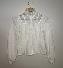 Gunne Sax Vintage White Button Up Lace Collar S Cottage Core Victorian Prairie
