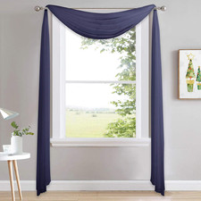 Scarf Sheer Curtain 216 Length - Window Topper Valance Voile Panel Classic for S