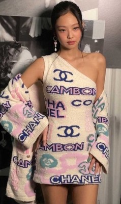 Chanel 23P One-Shoulder Cambon Logo Knit Dress 'Jennie' NWT Size