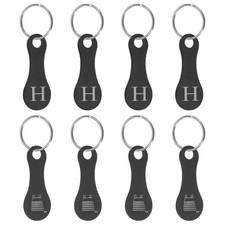 8Pcs Stainless Steel Shopping Trolley Token, Black Letter H Grocery Cart