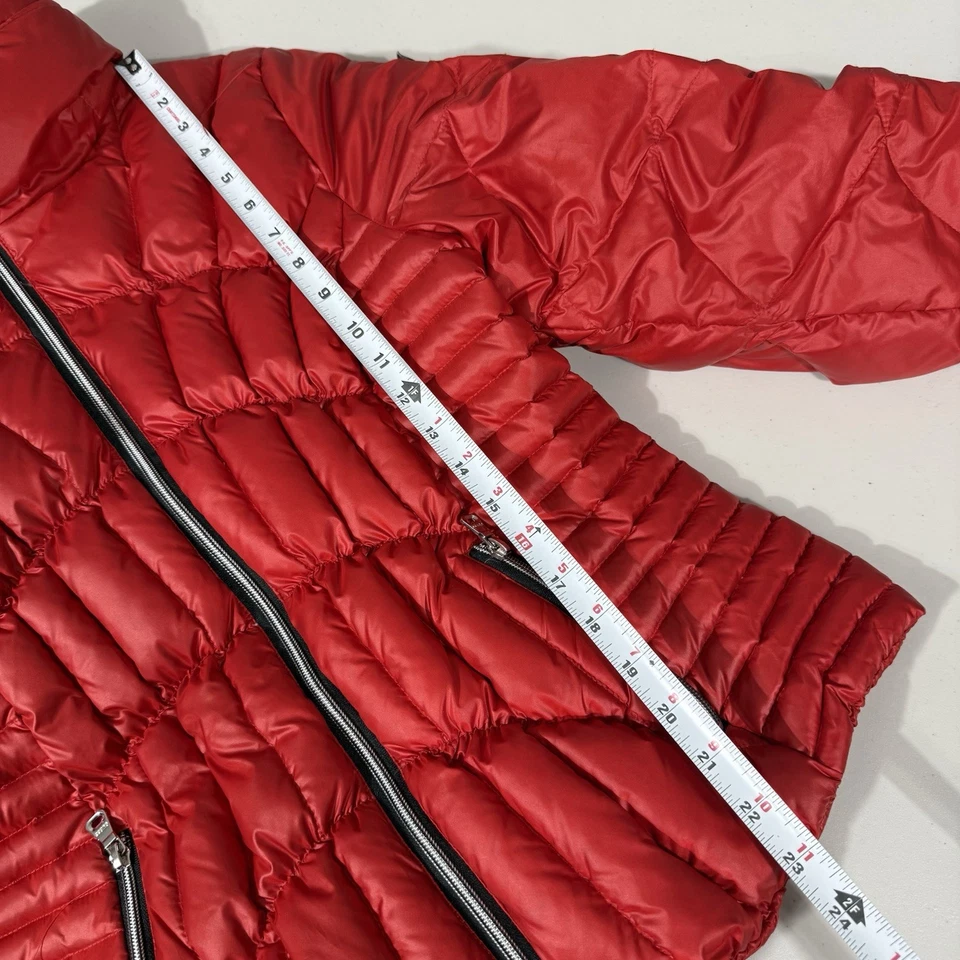 Abrigo Chaqueta Guess Rojo Puffer Talla XL Cremallera Completa Aislado Cuello Hinchado Para Mujer Foto 2 de 4