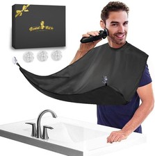 QpenguinBabies Beard Catcher Shaving Apron Cape with Suction Cups Black