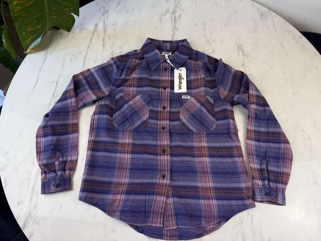 Wrangler Plaid Western Shirt Womens Small Button Up Long Sleeve Pocket Earth Red