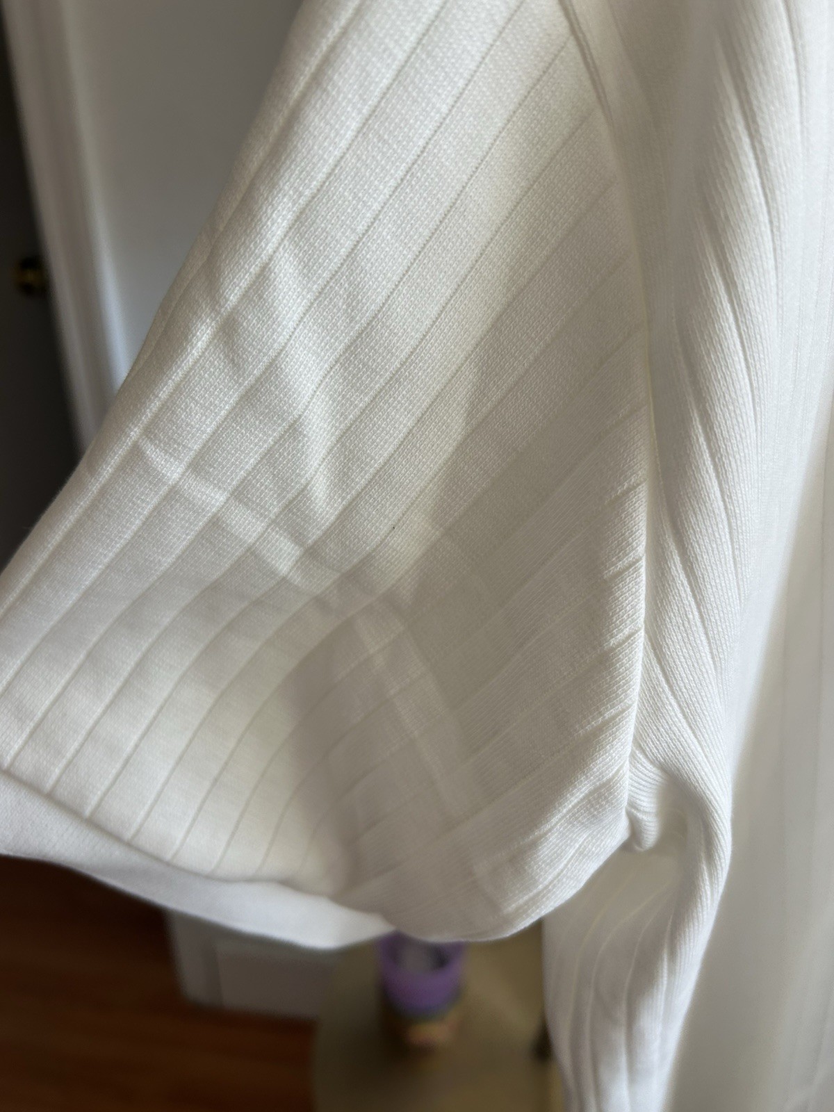 Zara Textured White Polo Shirt L Preppy Old Money Cotton thumbnail 6