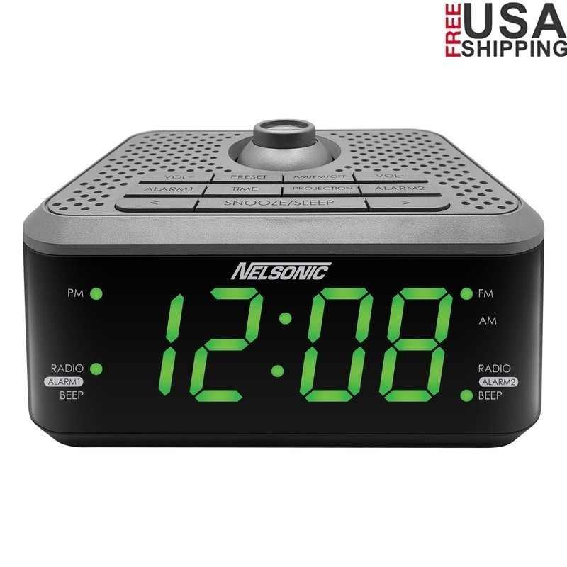 Radio Green Led Display Battery Backup Black