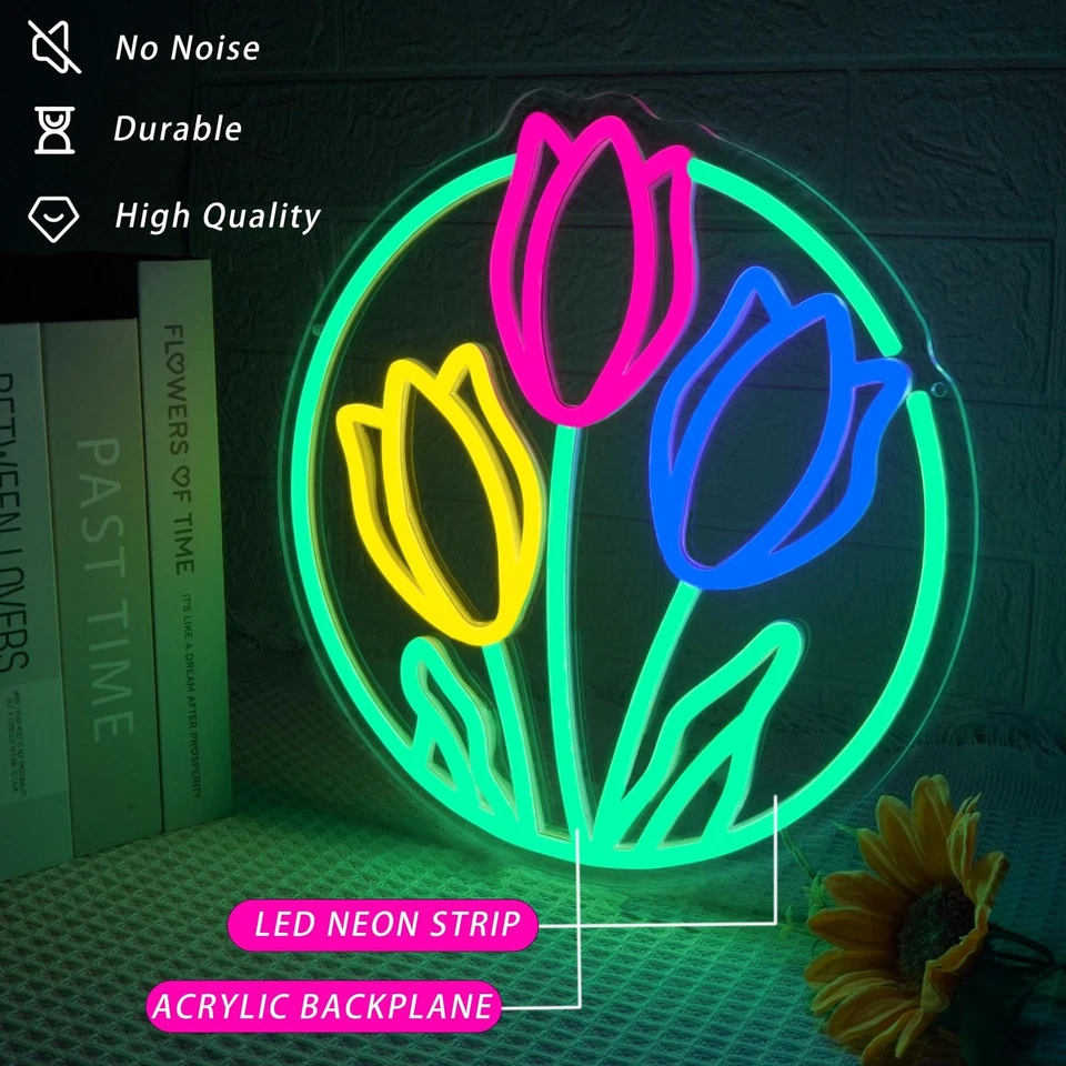 Tulip Neon Sign Flower Neon Lights for Wall Decor Vibrant Flower Shaped Light... - Image 4 of 4