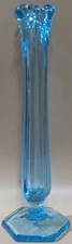 Westmoreland Glass Swung Footed Bud Vase 9" Tall Cerulean Ice Blue Fluted Top US