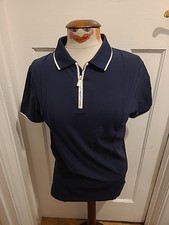 Mens Primark Size Medium Navy Short Sleeved Semi Zip Polo