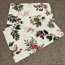 Essential Home Christmas Cloth Placemats Table Set Of 5 Poinsettias Joy Love